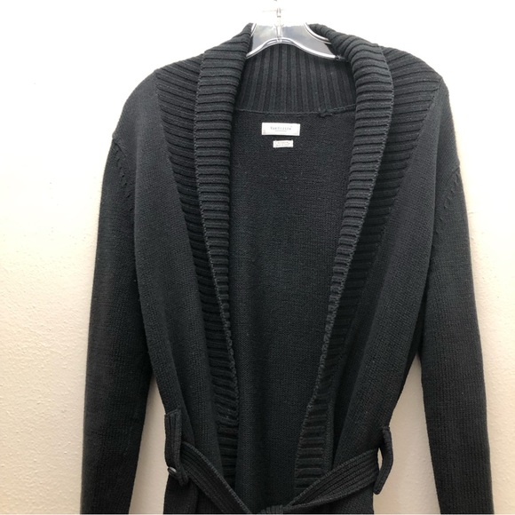 Van Heusen W Size M Long Sleeve Black Shawl Collar Open Front Cardigan Sweater - Picture 3 of 8